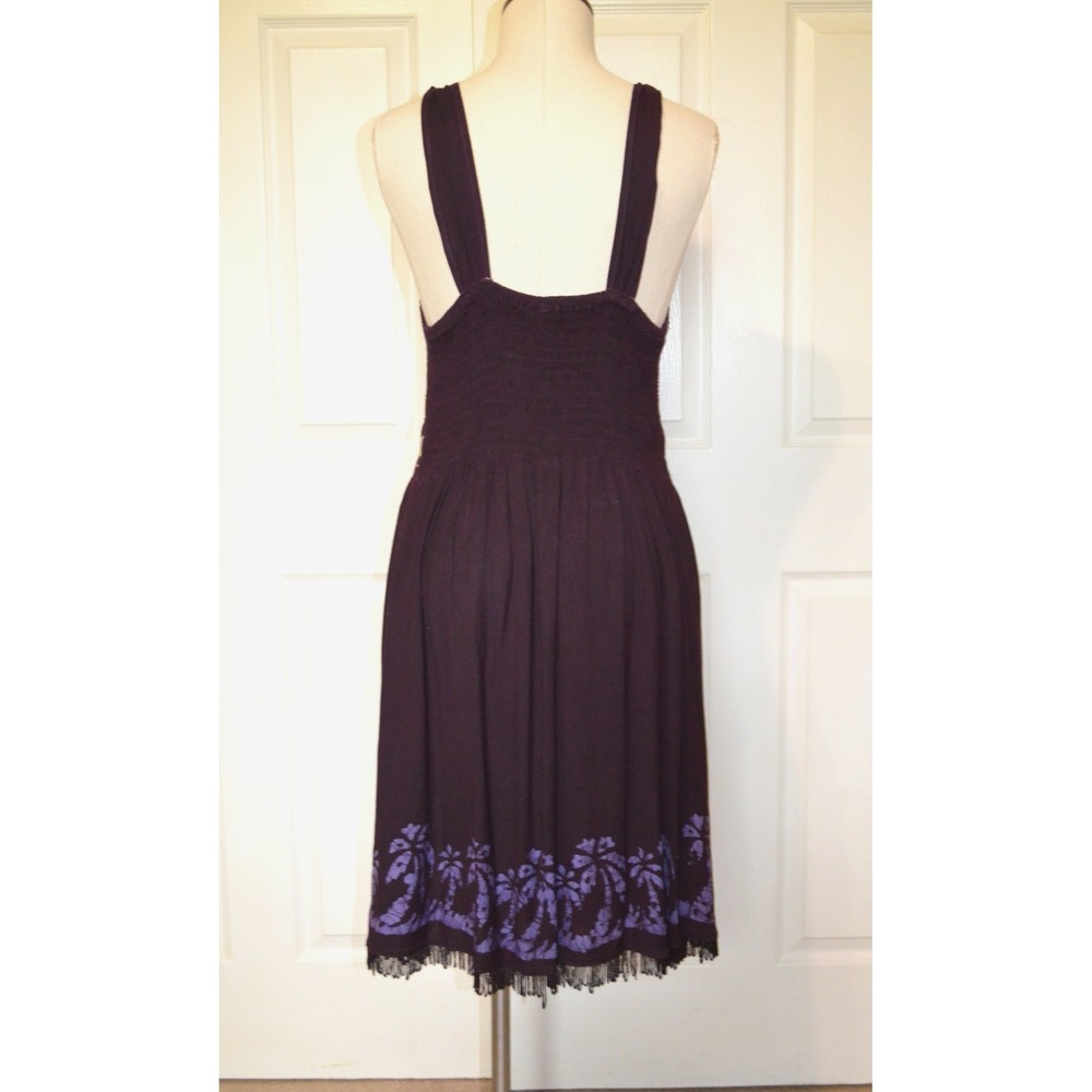 Advance Apparels Women's Sleeveless Deep Purple Dress Floral Embroidered Free Sz - Picture 6 of 13